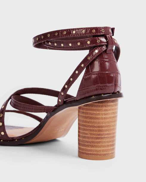 <P>Studded Mid Heel Gladiator Sandal</P>